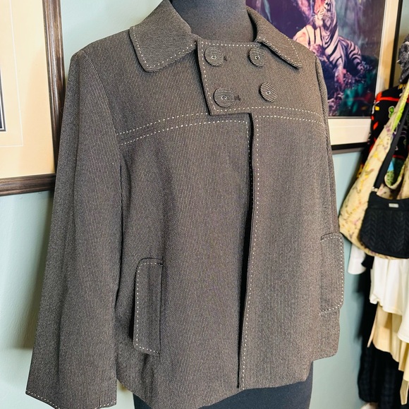 Sandro Sportswear Black Cropped Double Breasted 4-button Collar Blazer Large - Picture 1 of 10